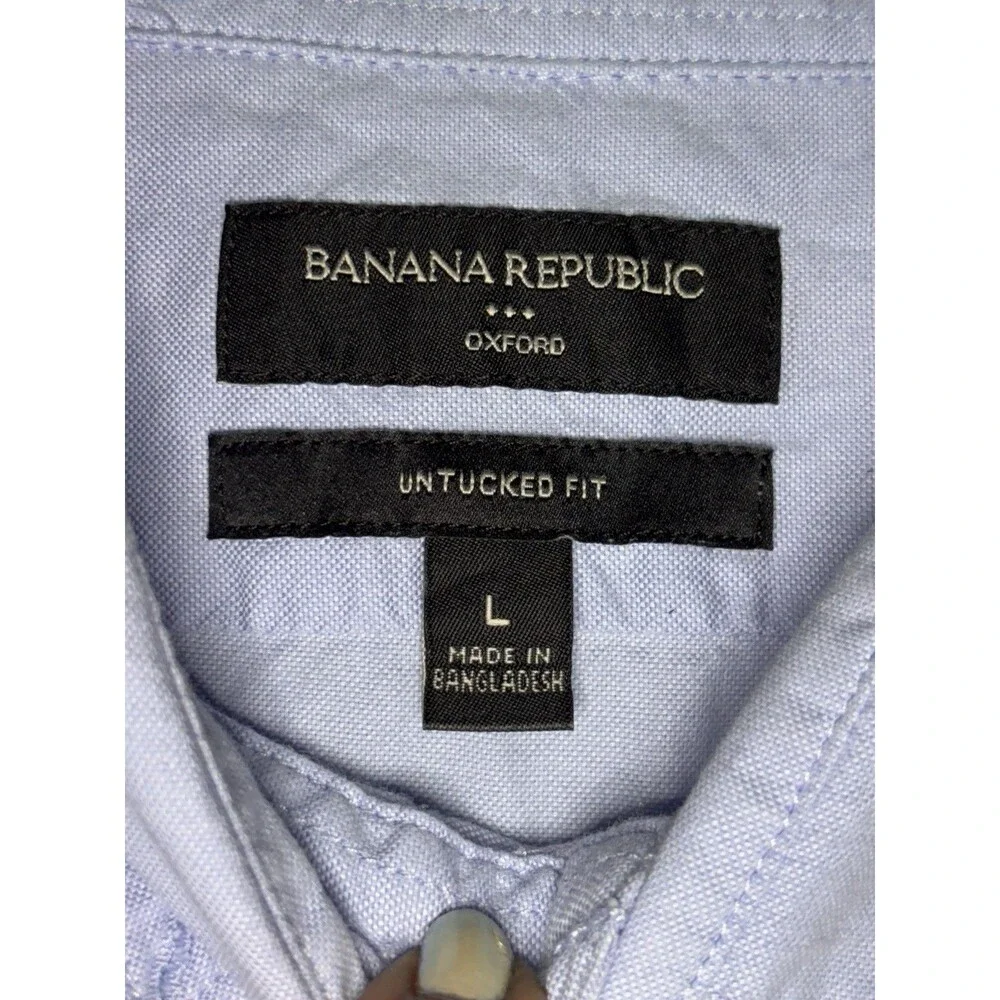 Banana Republic Relaxed Fit Long Sleeve Button Down Shirt 100% Cotton Blue Large